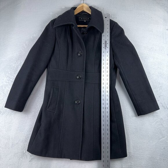 Giacca Gallery Wool Coat Button Down 3/4 Sleeves Womens Black Size Medium - Picture 7 of 11